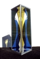 PP66, 3qtr view, 6.5x6.5x18 inches, plexiglass, mirror, aluminum, 1988